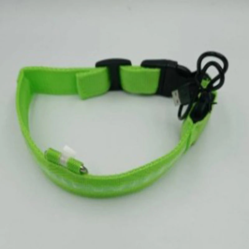 Nylon LED Night Safety Flashing Glow In The Dark Dog Leash Dogs Luminous Fluorescent Pet Dog Collar